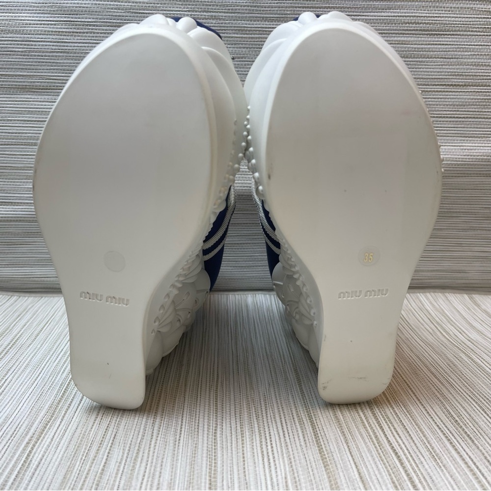 Miu Miu Embossed Faille Ballet Wedge Pumps Size 35 - Picture 15 of 16